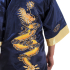 Navy Blue-Gold Japanese Reversible Satin Kimono Robe for Men QKU5M